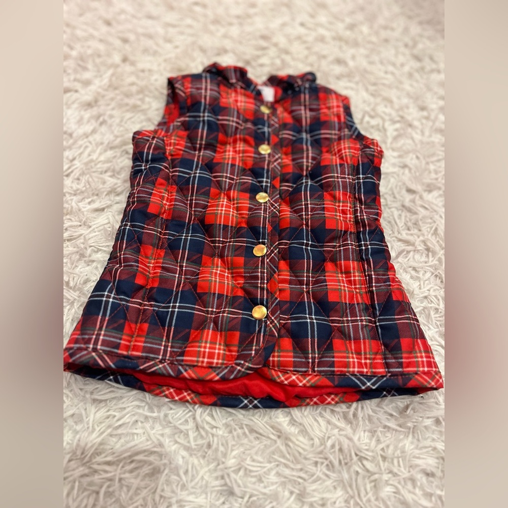 Crown & Ivy Girls Tartan Plaid Quilted Vest girls Size 2T